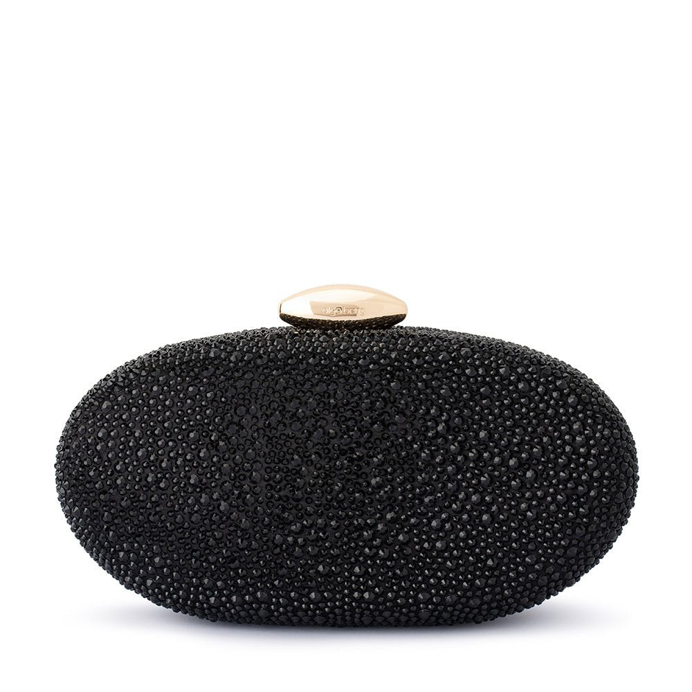 Olga Berg MEYER Crystal Oval Clutch (Black)
