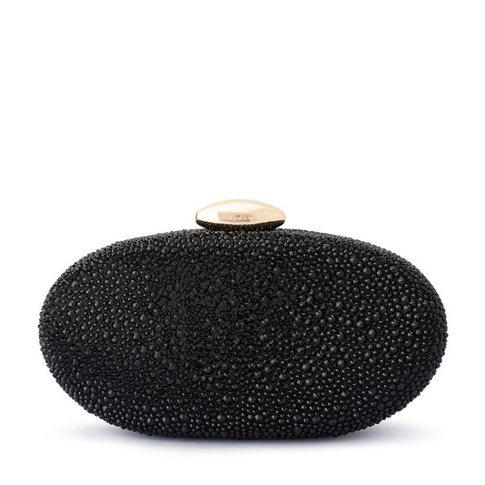 Olga Berg MEYER Crystal Oval Clutch (Black)