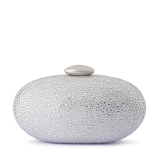 Olga Berg MEYER Crystal Oval Clutch (Silver)
