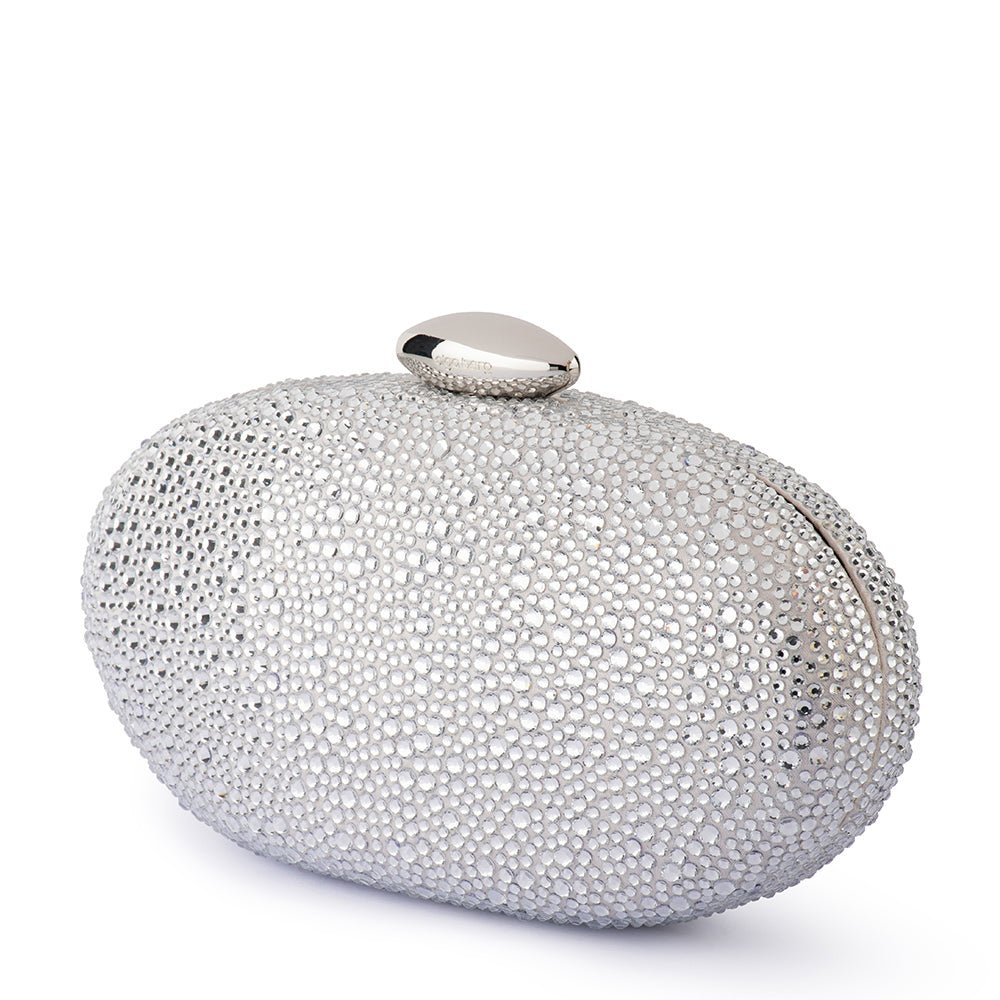 Olga Berg MEYER Crystal Oval Clutch (Silver)