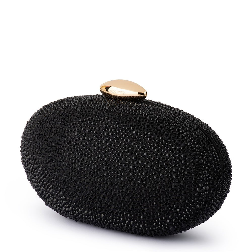 Olga Berg MEYER Crystal Oval Clutch (Black)