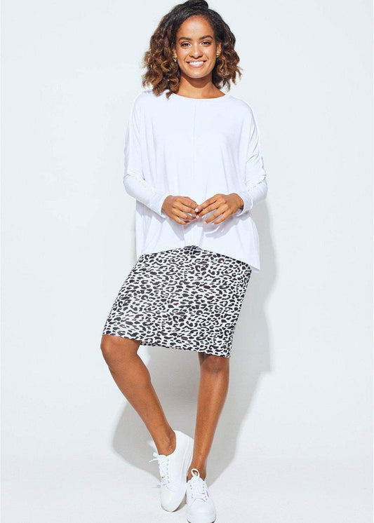 Lou Lou Midi Bamboo Whitney Tube Skirt (Black Leopard)
