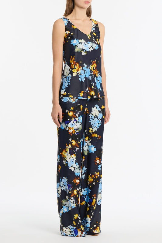 Carla Zampatti Midnight Botanica Viscose Twill Scoop Neck Cami (Navy)