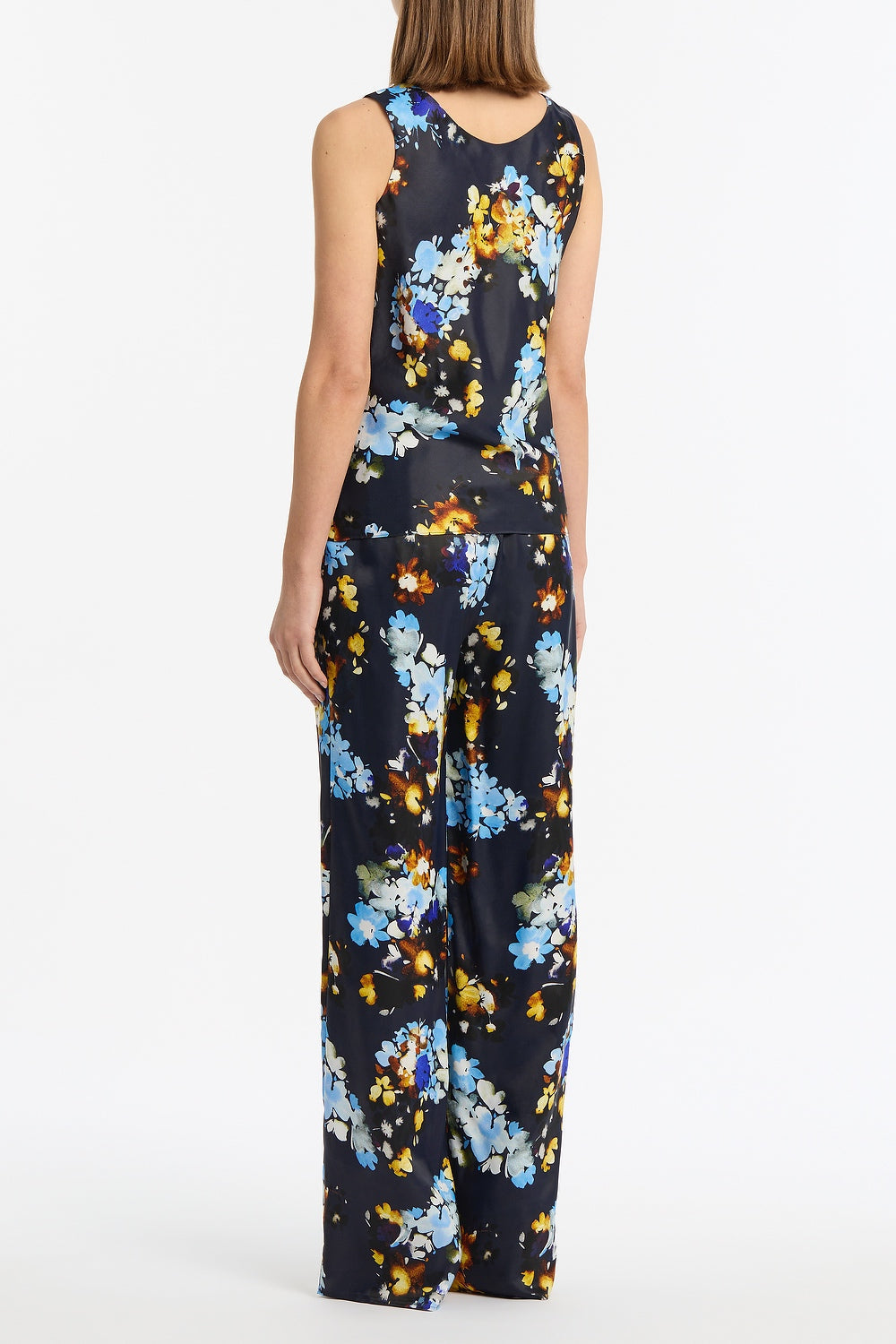 Carla Zampatti Midnight Botanica Viscose Twill Gathered Waist Pant (Navy)