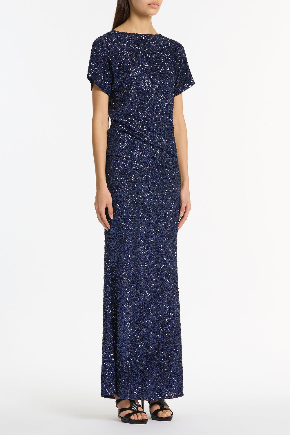 Carla Zampatti Midnight Crushed Sequin Column Skirt (Navy)
