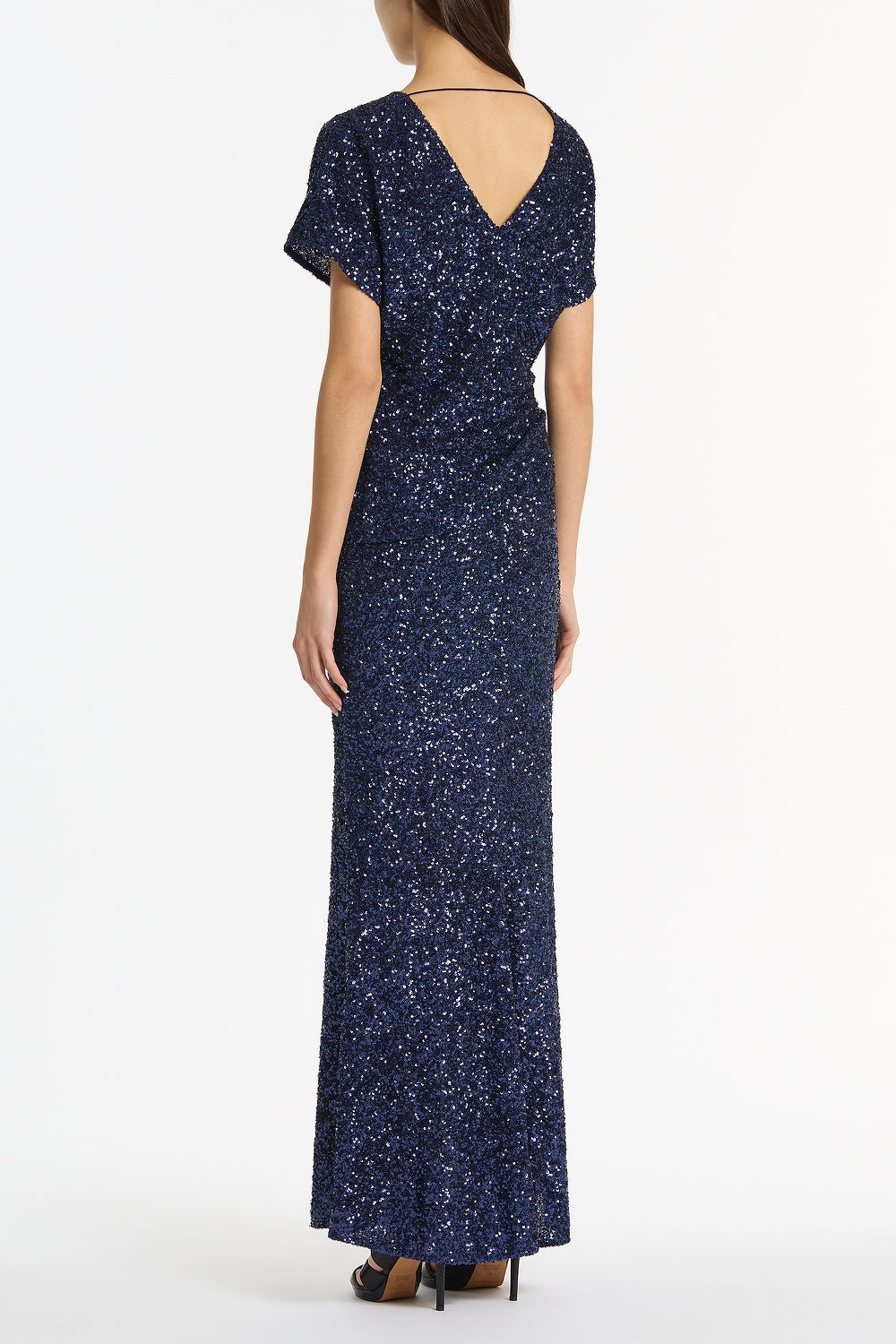 Carla Zampatti Midnight Crushed Sequin Drape Top (Navy)
