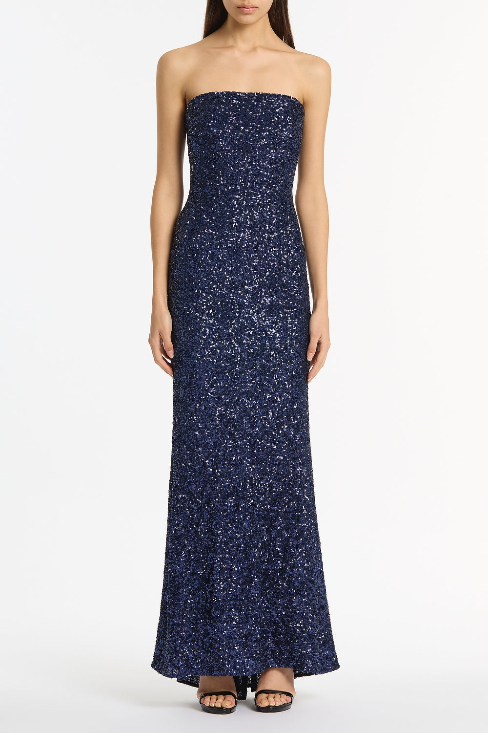 Carla Zampatti Midnight Crushed Sequin Strapless Gown (Navy)