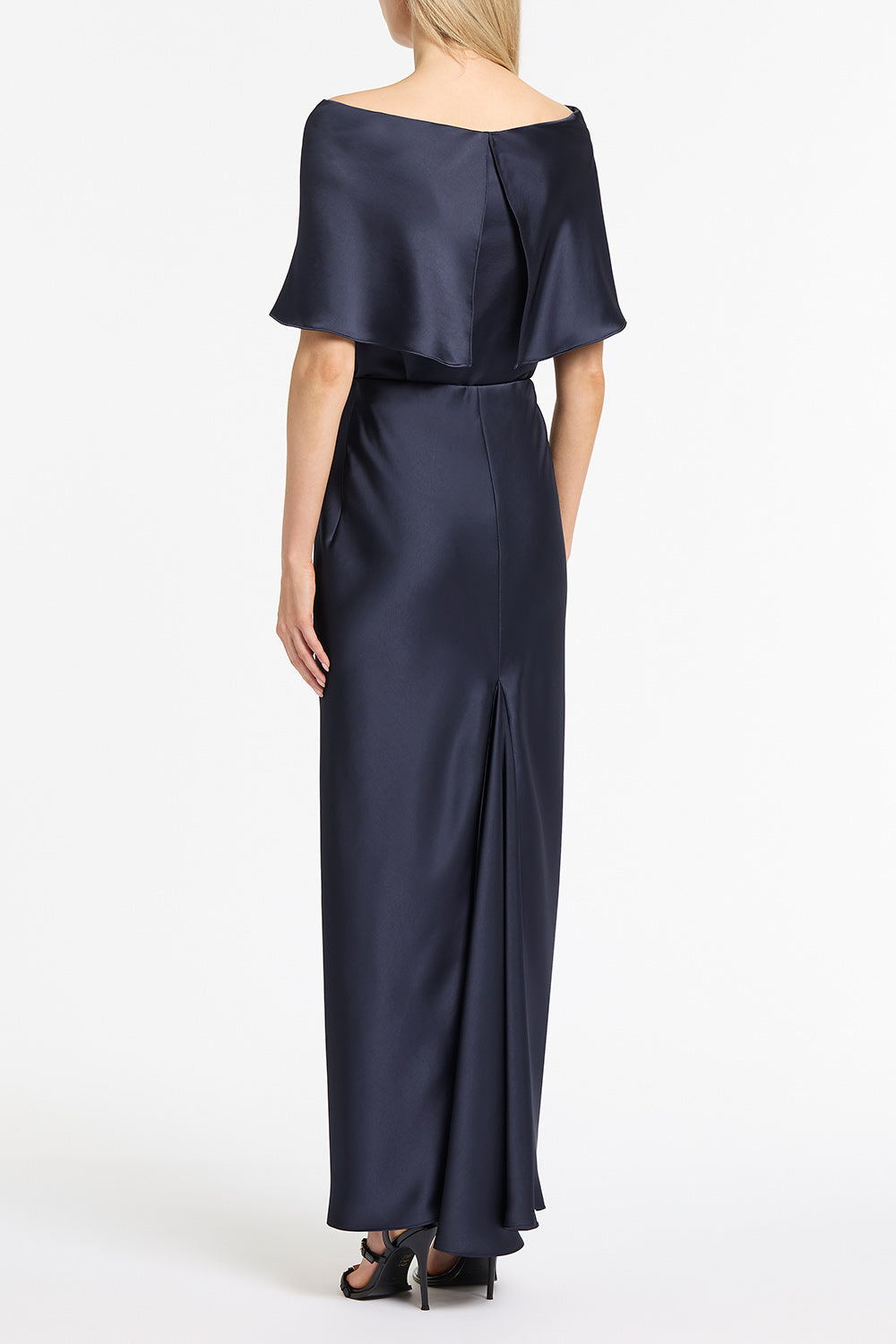 Carla Zampatti Midnight Satin Off Shoulder Top (Blue)