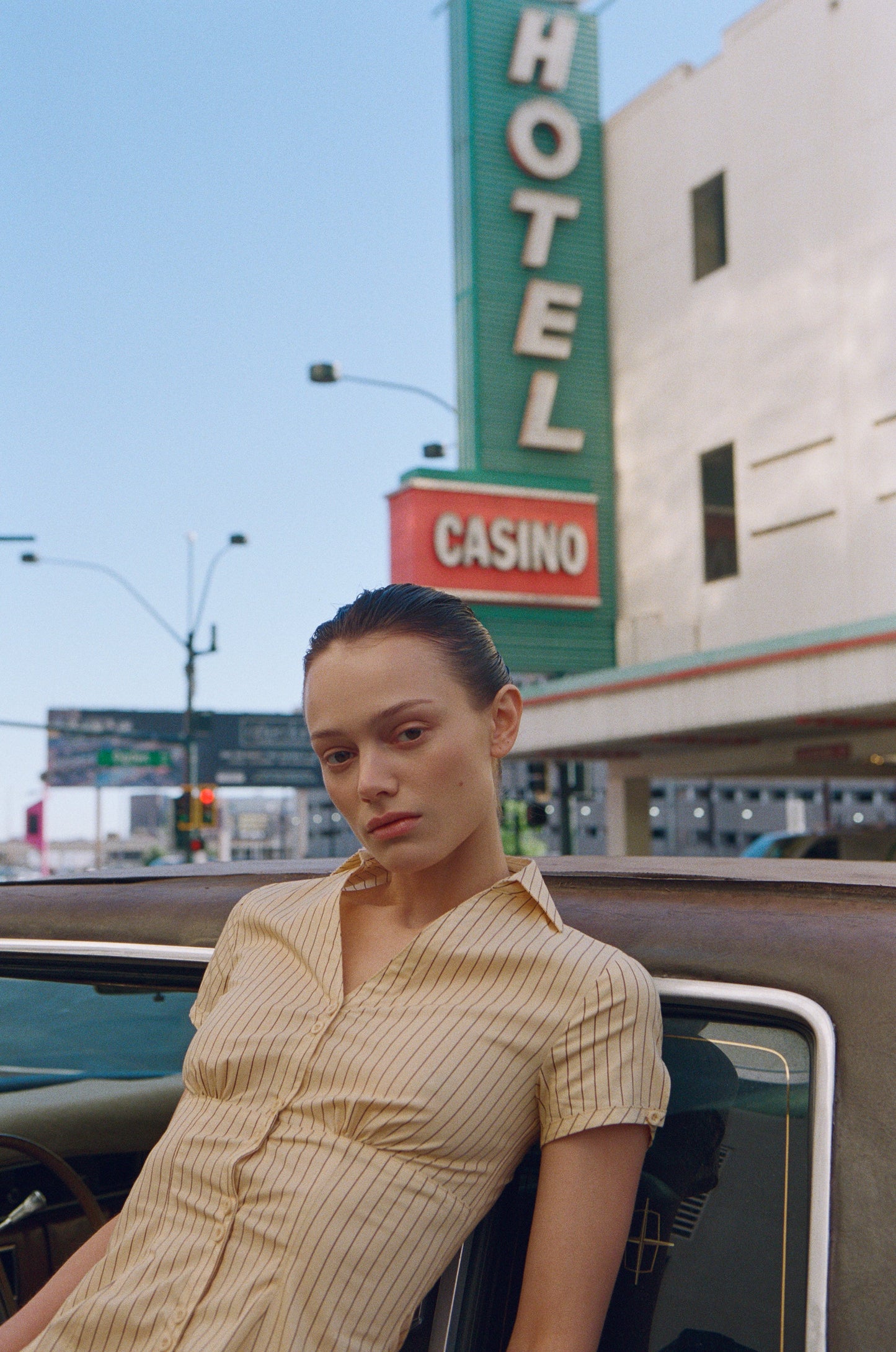 Image of a model wearing Tops. Product name - Mikayla Top in Beige colour by brand - With Jéan
