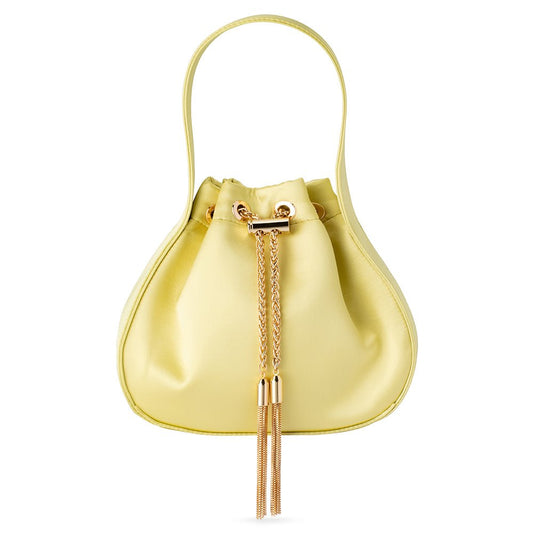 Olga Berg MIKI Drawstring Satin Bag (Chartreuse)
