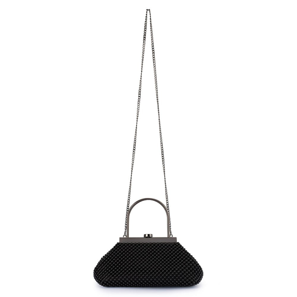 Olga Berg MIMI Ball Mesh Frame Bag (Black)