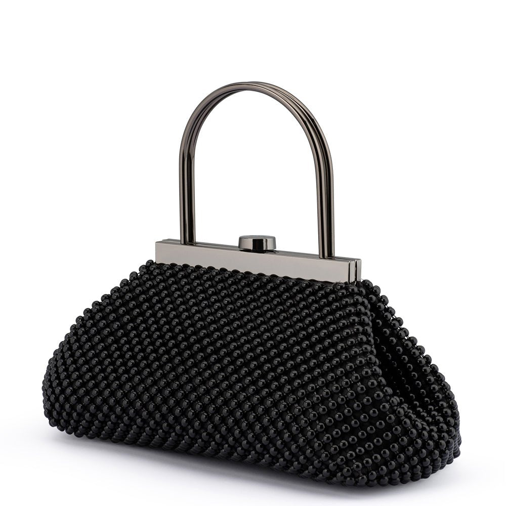 Olga Berg MIMI Ball Mesh Frame Bag (Black)