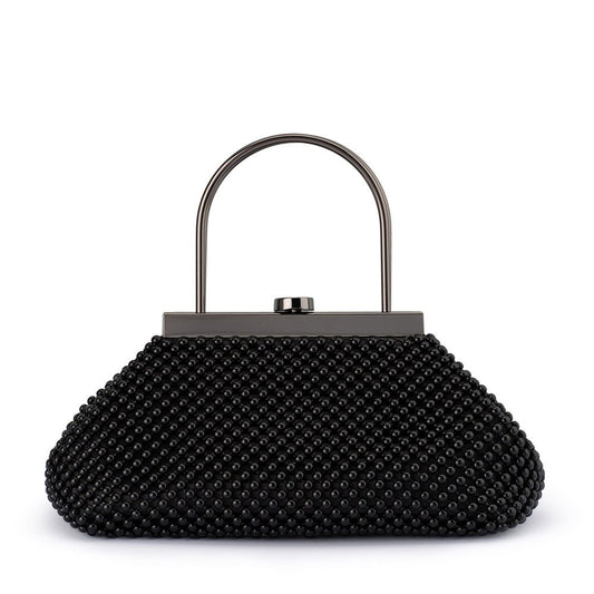 Olga Berg MIMI Ball Mesh Frame Bag (Black)