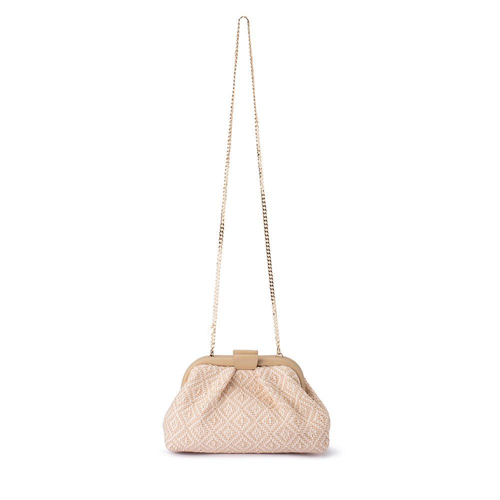 Olga Berg MINKI Gathered Woven Clutch (Red)