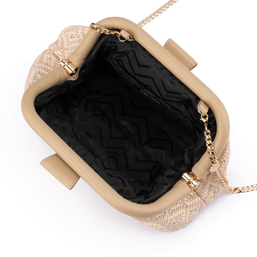 Olga Berg MINKI Gathered Woven Clutch (Red)
