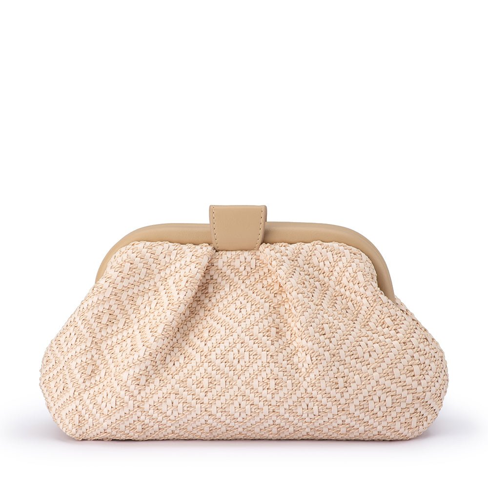 Olga Berg MINKI Gathered Woven Clutch (Red)