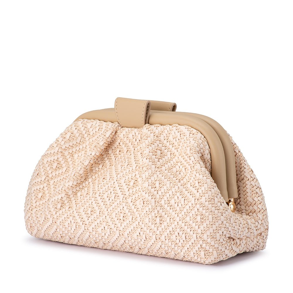 Olga Berg MINKI Gathered Woven Clutch (Red)
