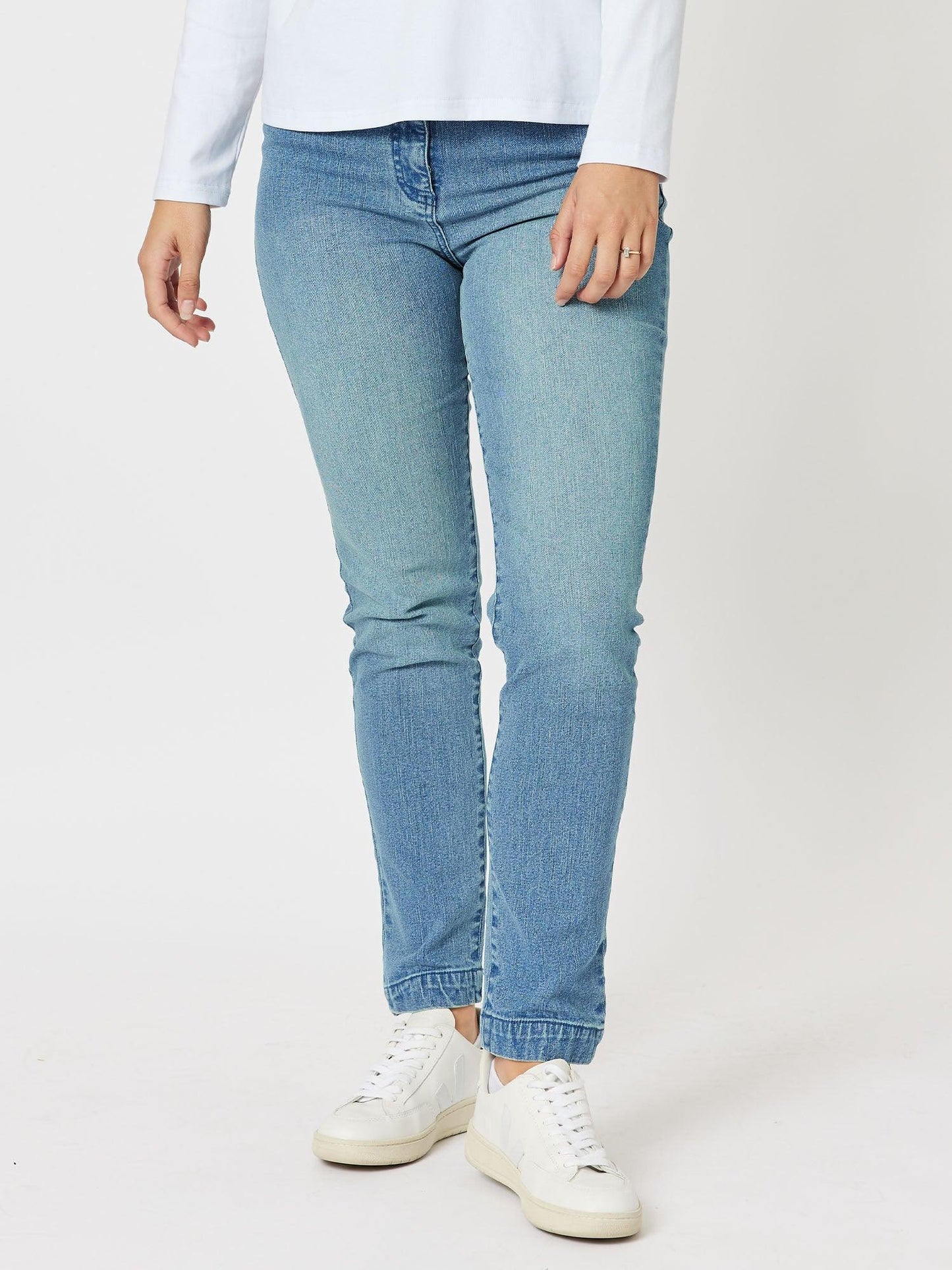 Image of Jeans. Product name - Miracle Slim Leg Jean Bleached in Bleached colour by brand - Gordon Smith