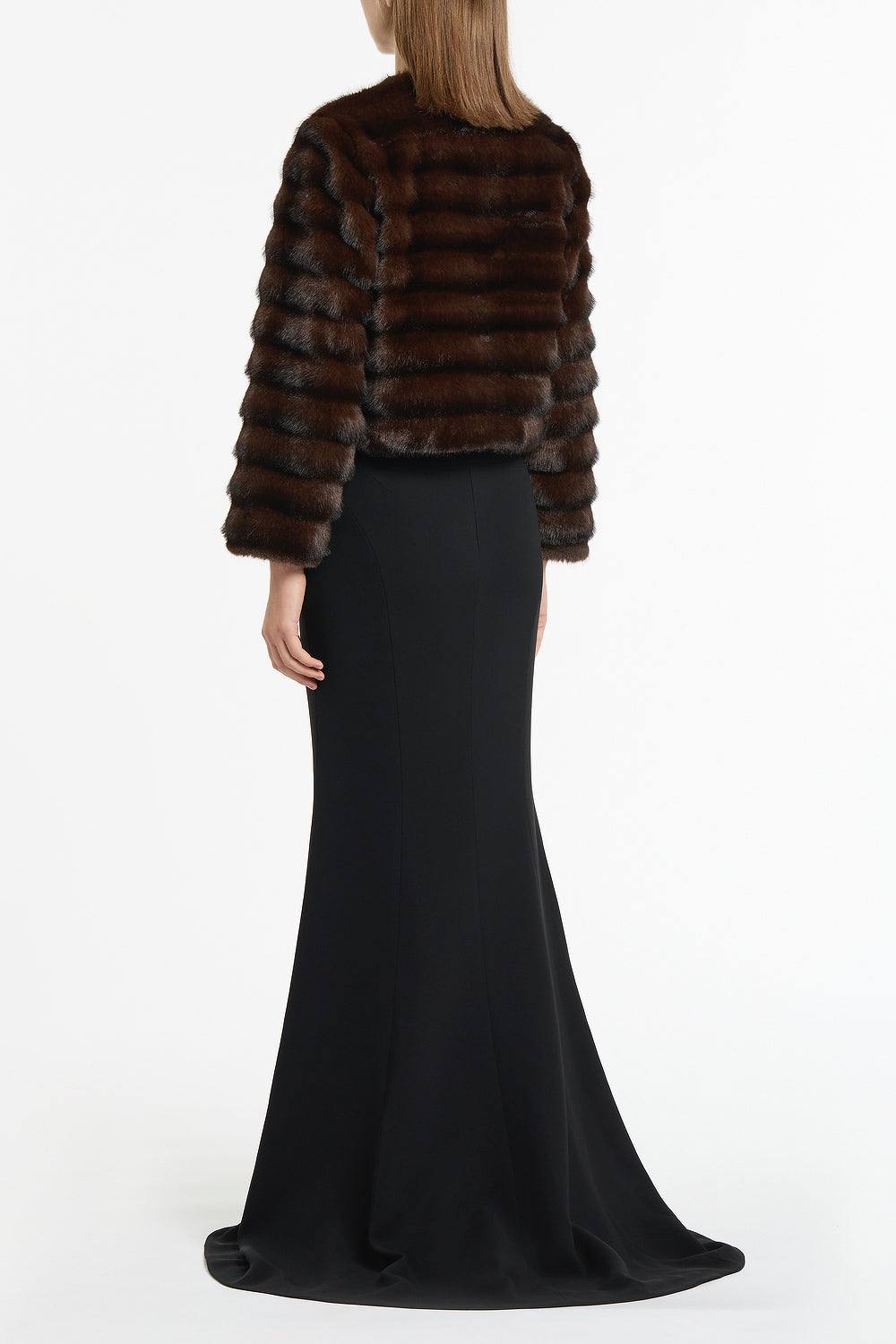 Carla Zampatti Mocha Cropped Fur Jacket (Brown)