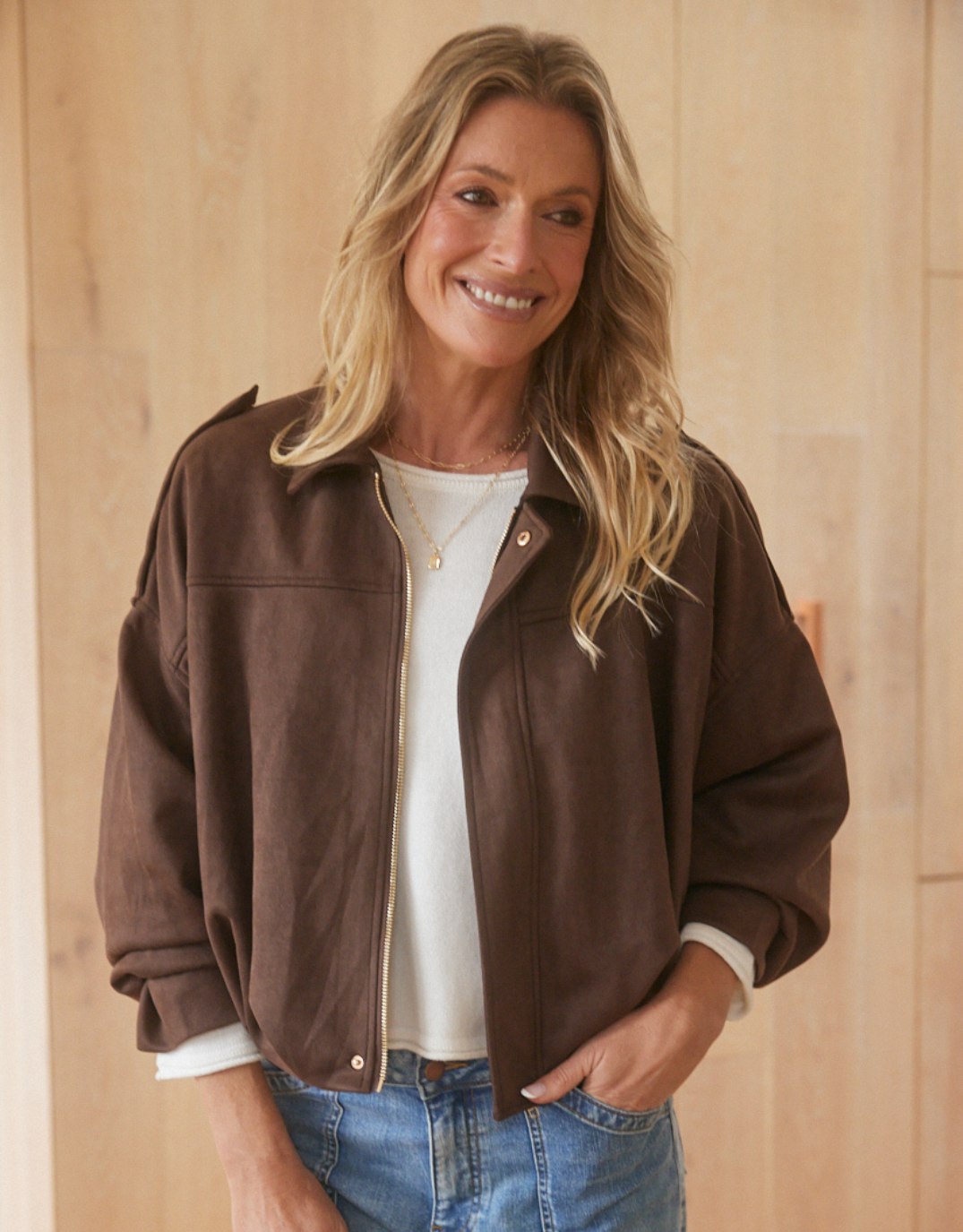 132 Fashion Elle Bomber Jacket (Chocolate)