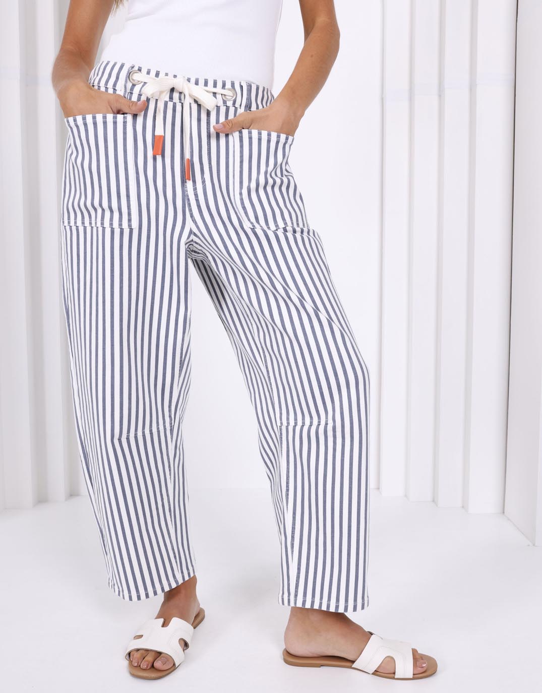 Image of Jeans. Productname: Carter Barrel Jean - in Blue Stripe colour by brand - Monaco