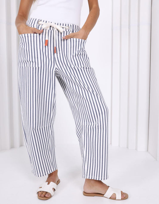 Image of Jeans. Productname: Carter Barrel Jean - in Blue Stripe colour by brand - Monaco