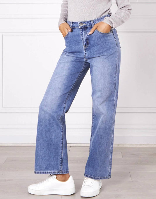 Image of Jeans. Productname: Demi Straight Leg Jeans - in Blue colour by brand - Monaco