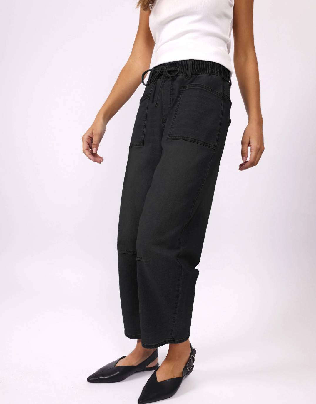 Monaco Leo Barrel Jeans (Black)