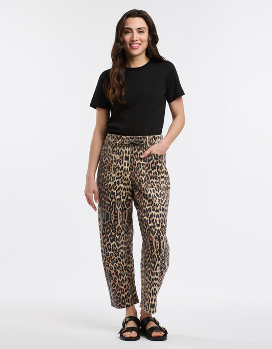 Leo Barrel Jeans - (Leopard Print)