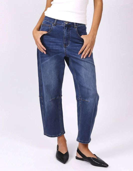 Image of Jeans. Product name - Toni Barrel Jeans Dark Wash in Dark Wash colour by brand - Monaco