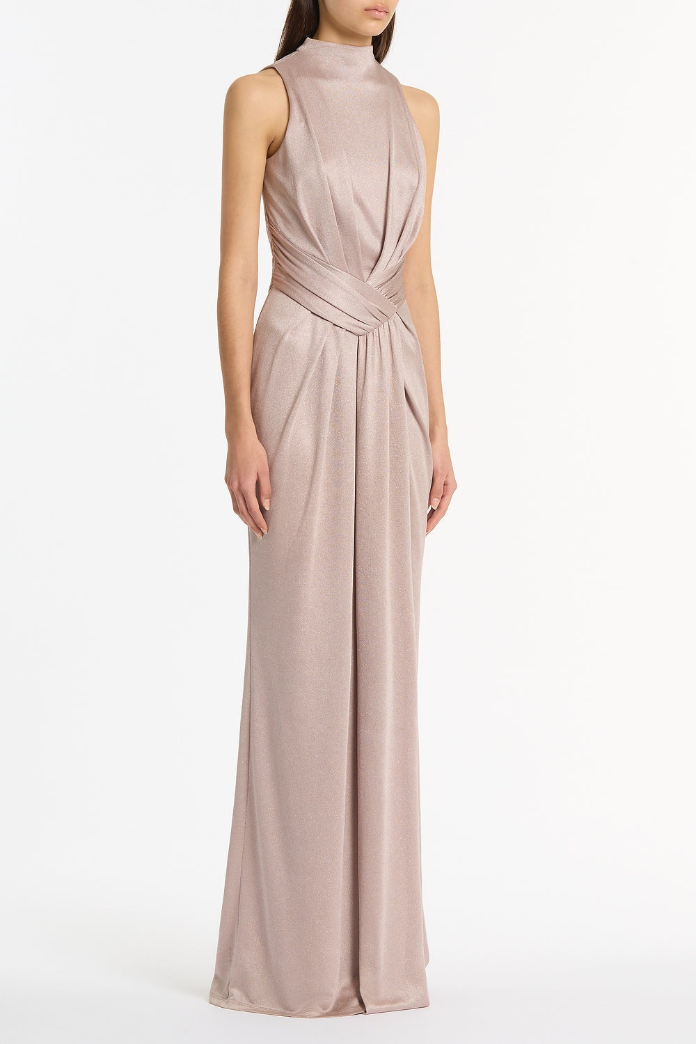 Carla Zampatti Mousse Jersey Twist Front Maxi Dress (Pink)