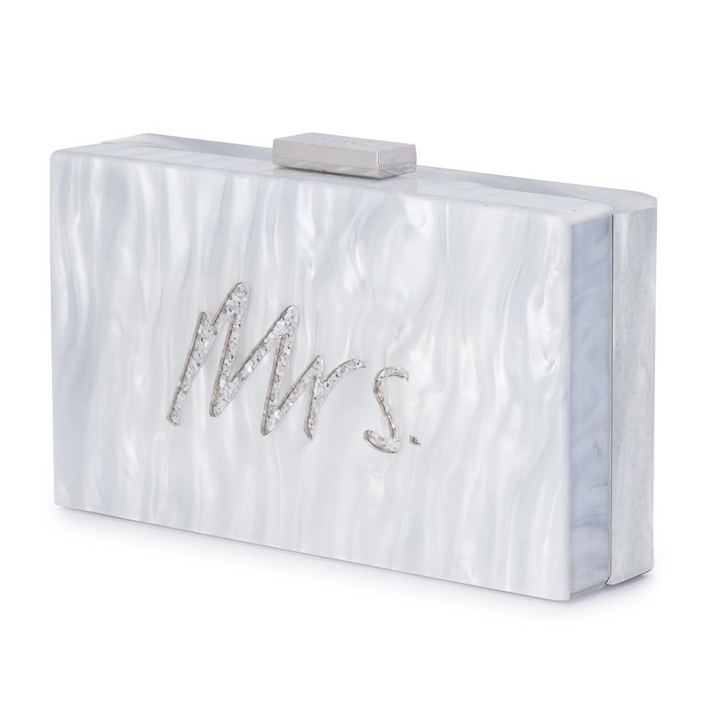 Olga Berg MRS Glitter Acrylic Box Clutch (Silver)