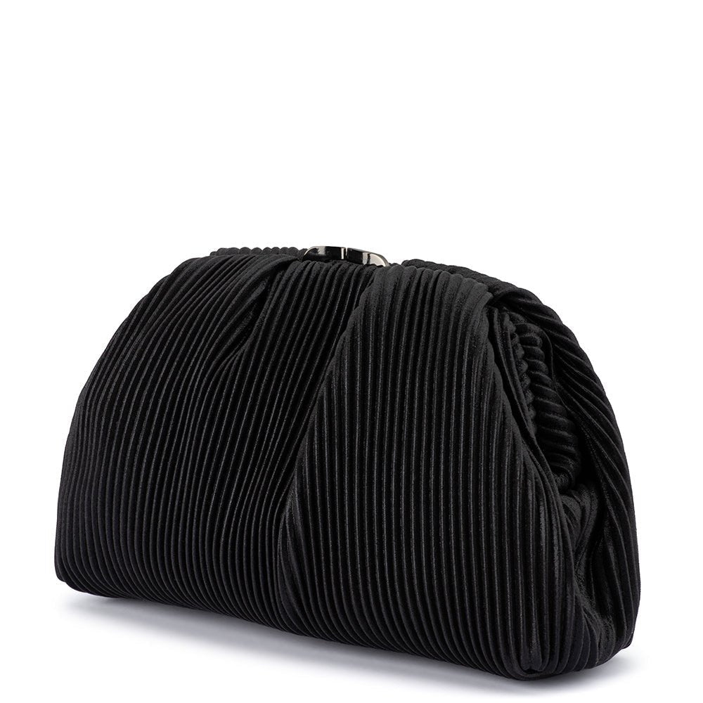Olga Berg NAOMI Pleated Clutch (Black)