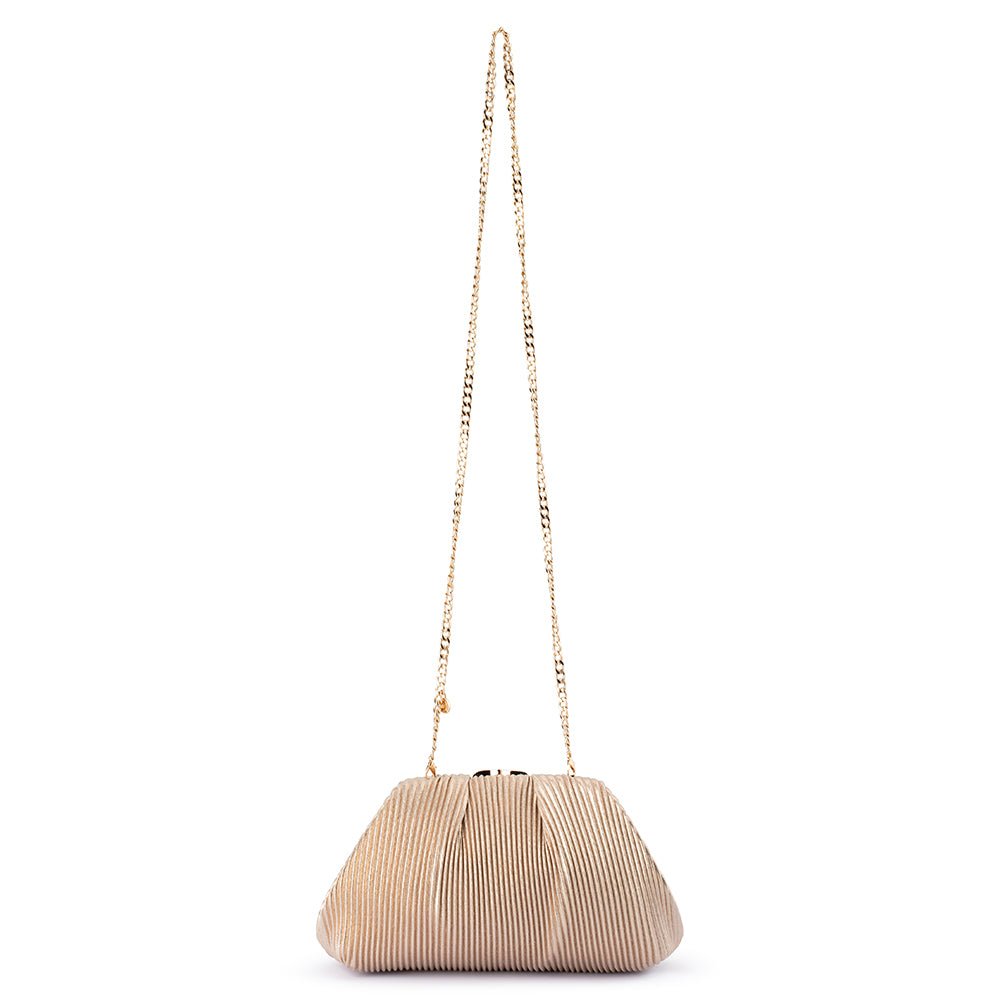 Olga Berg NAOMI Pleated Clutch (Gold)