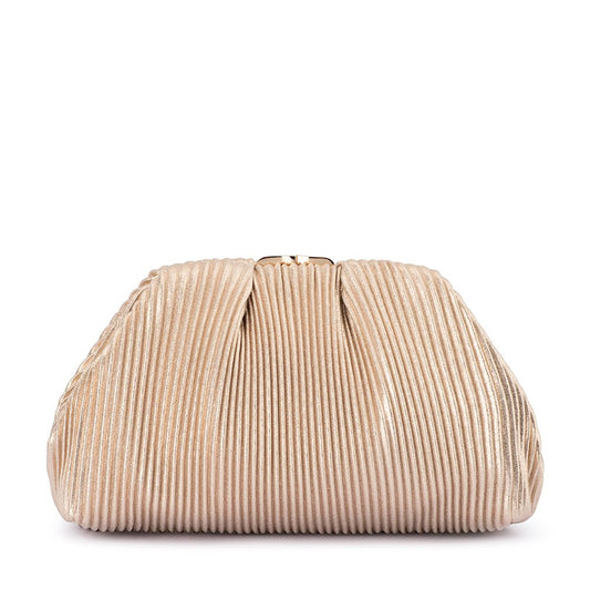 Olga Berg NAOMI Pleated Clutch (Gold)