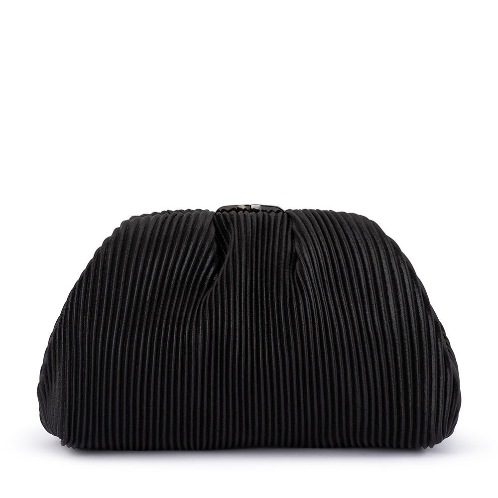 Olga Berg NAOMI Pleated Clutch (Black)