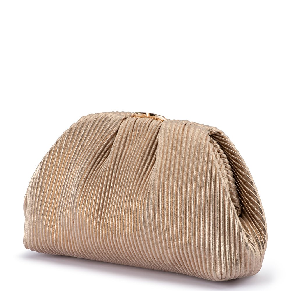 Olga Berg NAOMI Pleated Clutch (Gold)