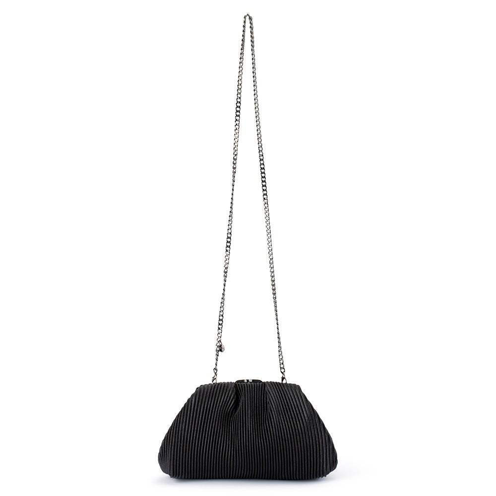 Olga Berg NAOMI Pleated Clutch (Black)