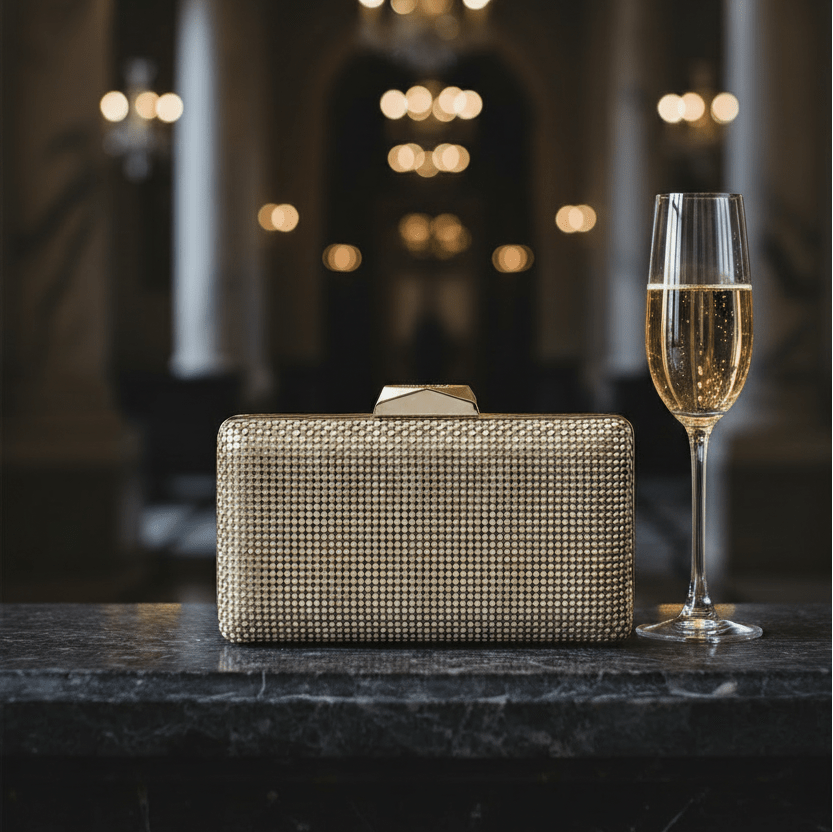 Olga Berg NATASHA Ball Mesh Clutch (Gold)