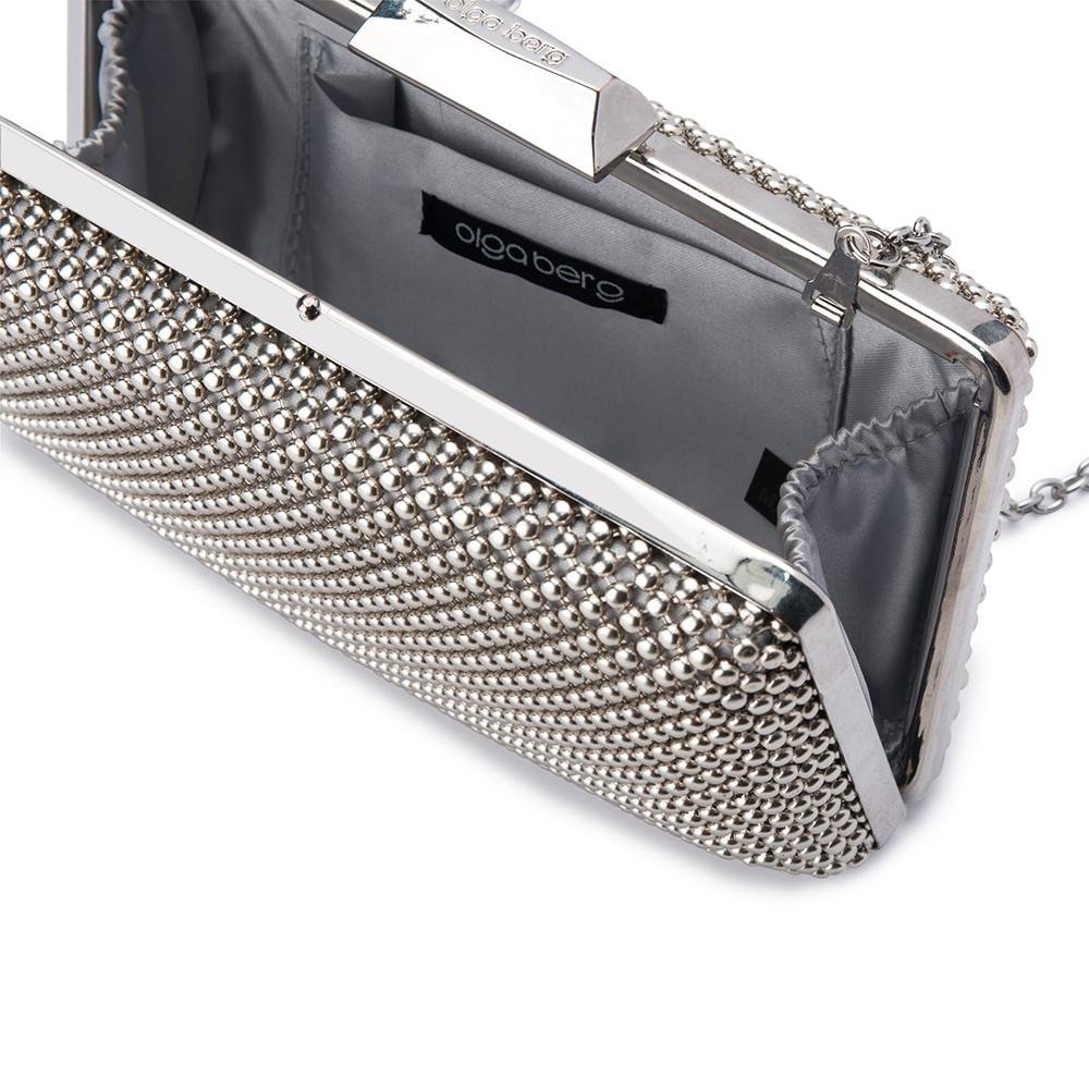 Olga Berg NATASHA Ball Mesh Clutch (Silver)