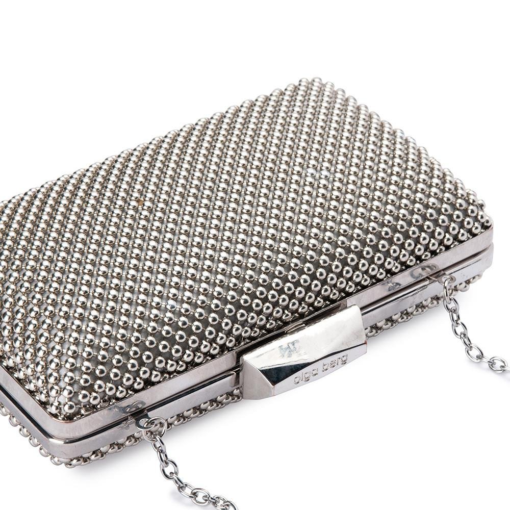 Olga Berg NATASHA Ball Mesh Clutch (Silver)