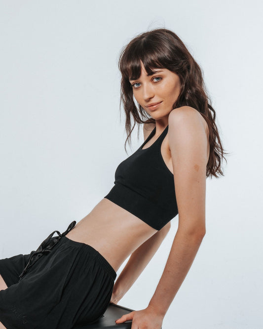 Racer Crop Modal Wire-Free Bralette - Black