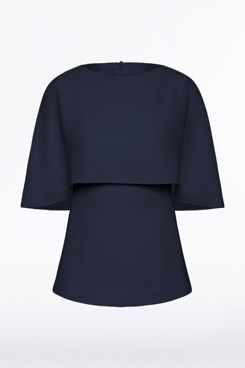 Carla Zampatti Crepe Cape Top (Navy)