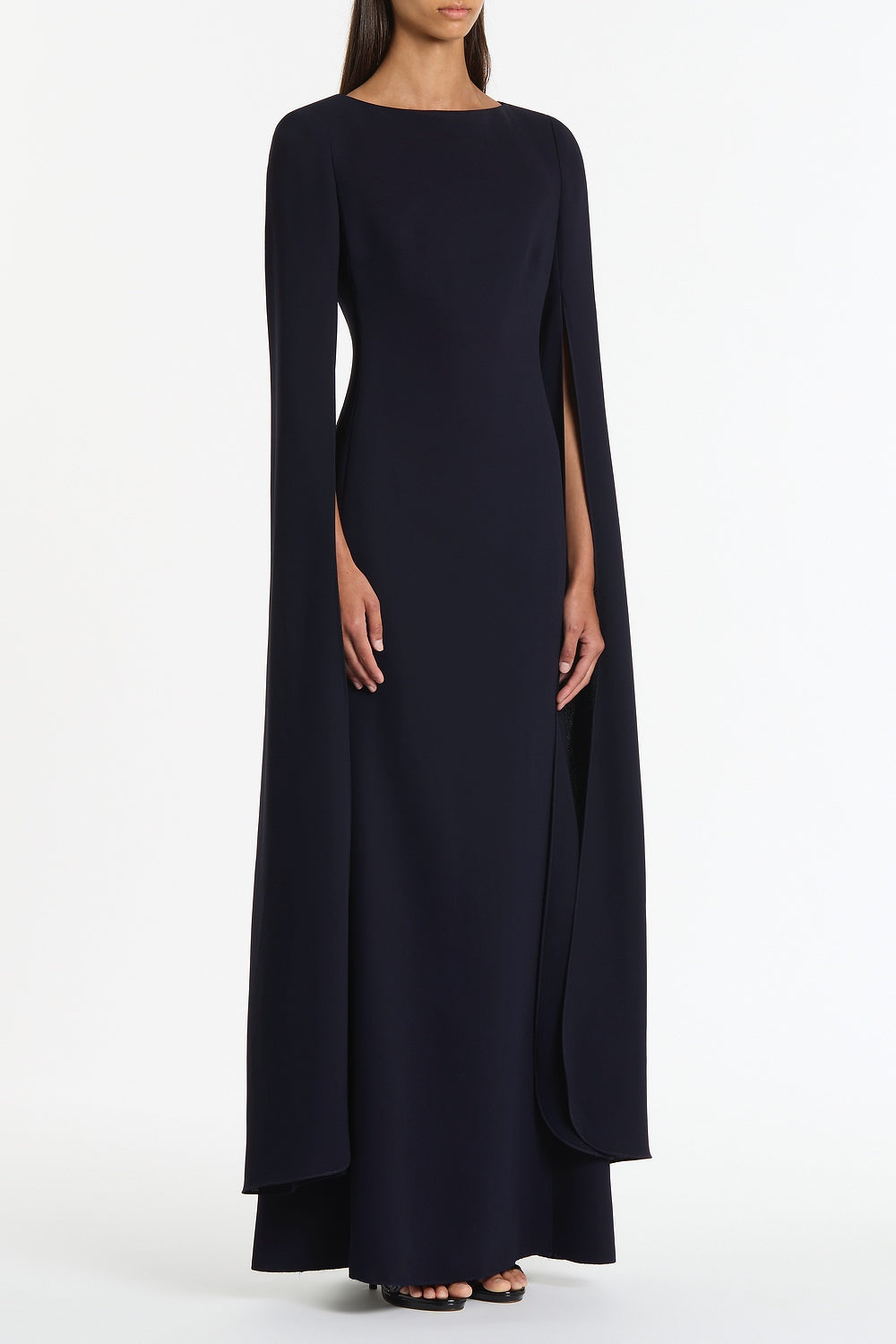 Carla Zampatti Crepe Celebration Sleeve Gown (Navy)