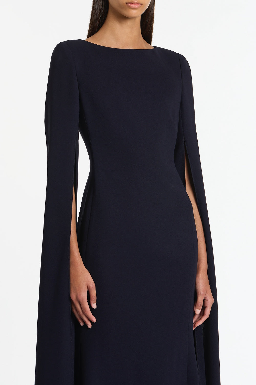 Carla Zampatti Crepe Celebration Sleeve Gown (Navy)