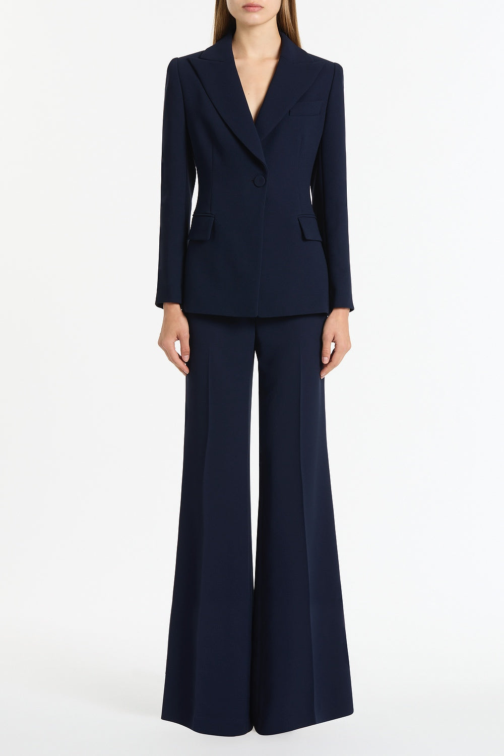 Image of Coats & Jackets. Product name - Navy Crepe Classic Jacket in Navy colour by brand - Carla Zampatti
