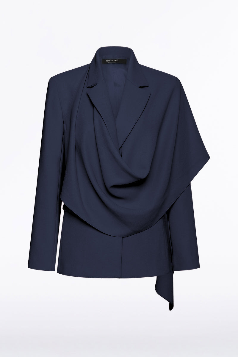 Carla Zampatti Crepe Scarf Jacket (Navy)