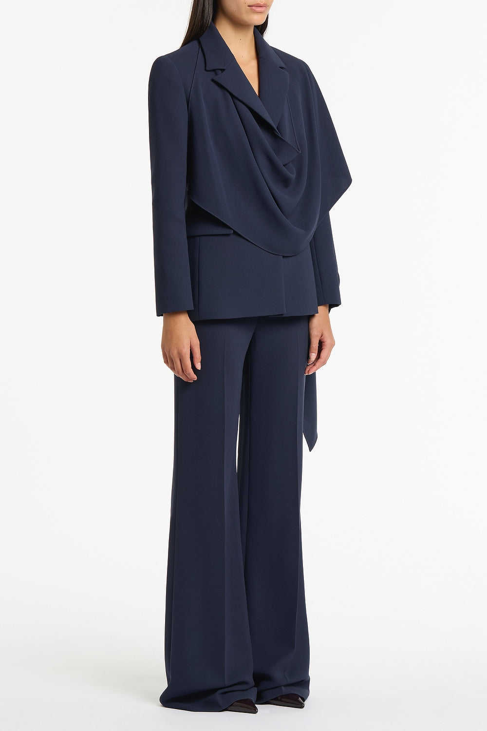 Carla Zampatti Crepe Scarf Jacket (Navy)