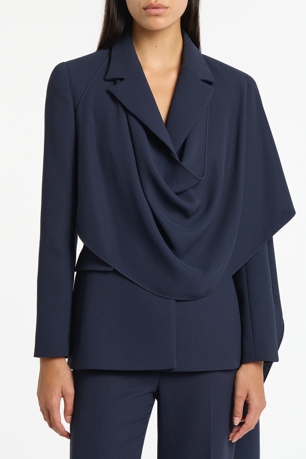 Carla Zampatti Crepe Scarf Jacket (Navy)