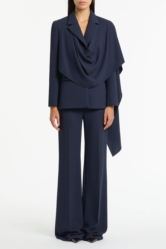 Image of Coats & Jackets. Product name - Navy Crepe Scarf Jacket in Navy colour by brand - Carla Zampatti